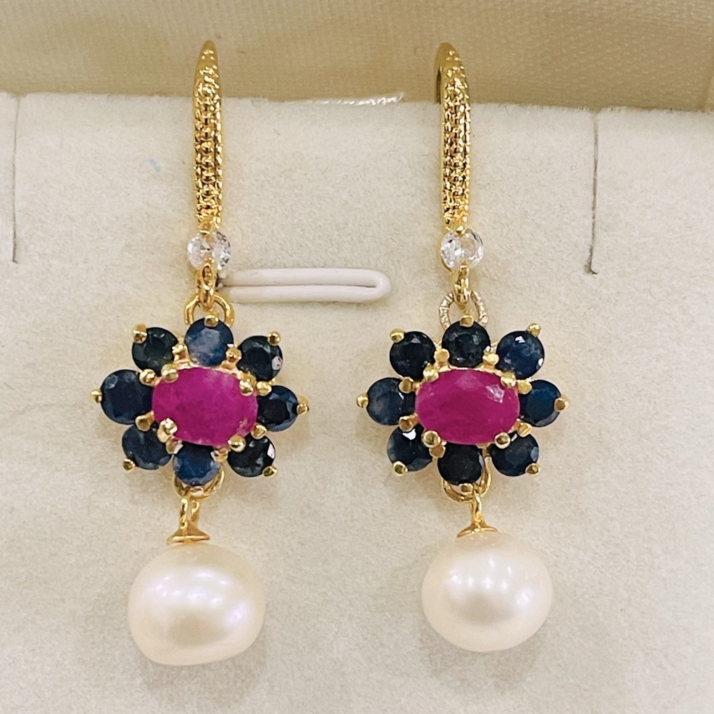 Genuine Sapphires and Genuine Ruby Earrings